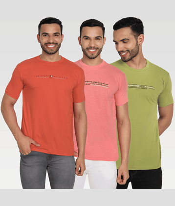 Zeffit Pack of 3 Cotton Blend Regular Fit Men's T-Shirt ( Multicolor )