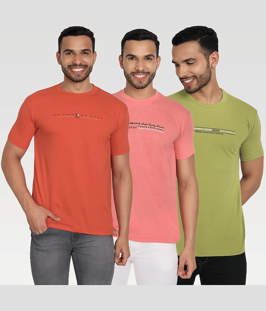 Zeffit Pack of 3 Cotton Blend Regular Fit Men's T-Shirt ( Multicolor )
