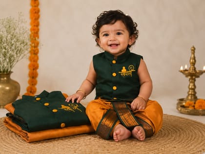 Handcrafted Kids Dhoti & Jacket Set | Traditional Ethnic Wear for Boys | Festive & Wedding Outfit Handcrafted Kids Dhoti & Jacket Set | Traditional Ethnic Wear for Boys | Festive & Wedding Outfit