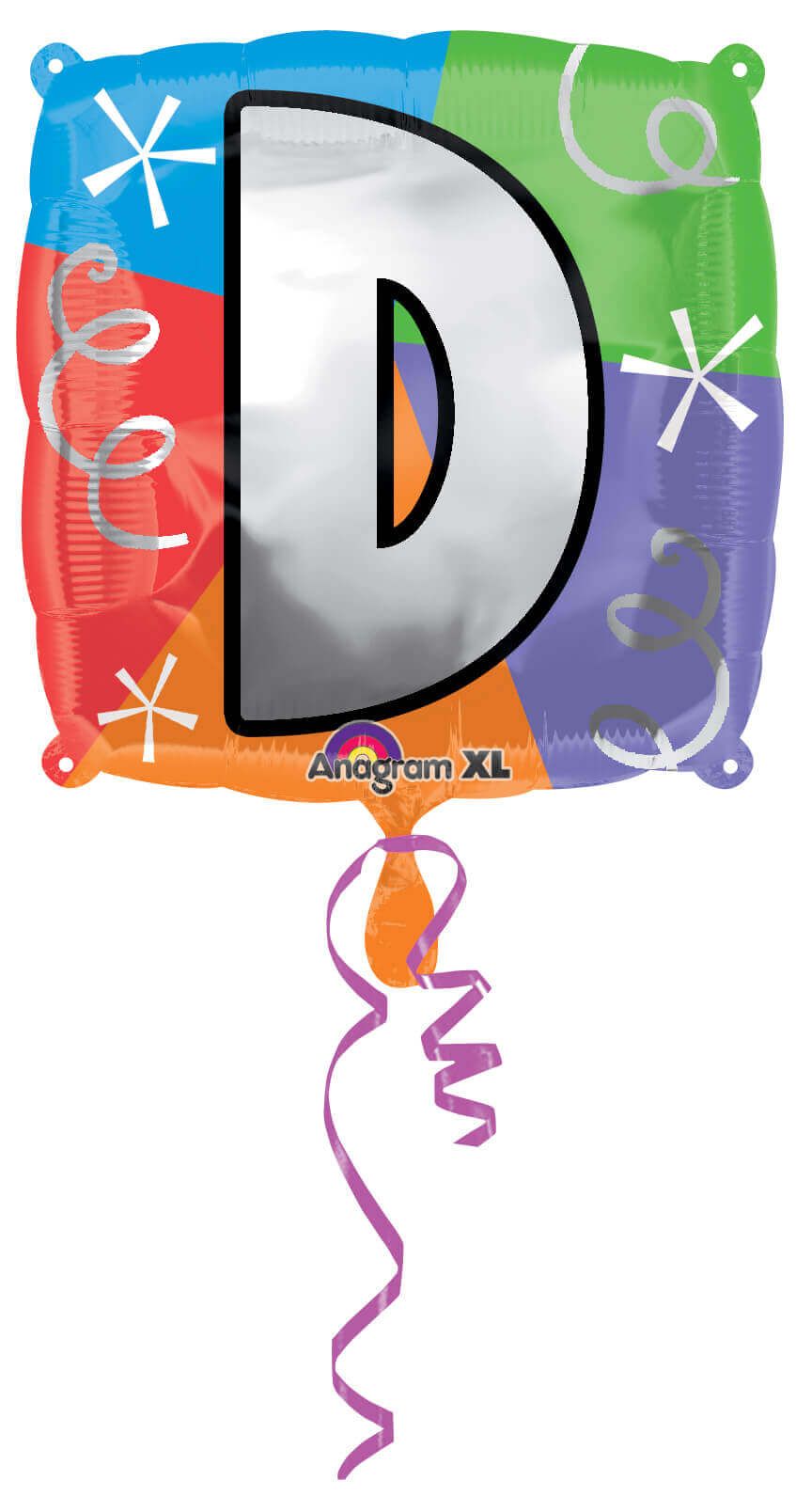 Letter D Quad Shaped Balloon - Helium Quality - 18 inches - 1PC
