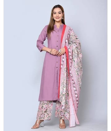 MAUKA - Purple Front Slit Rayon Women's Stitched Salwar Suit ( Pack of 1 )