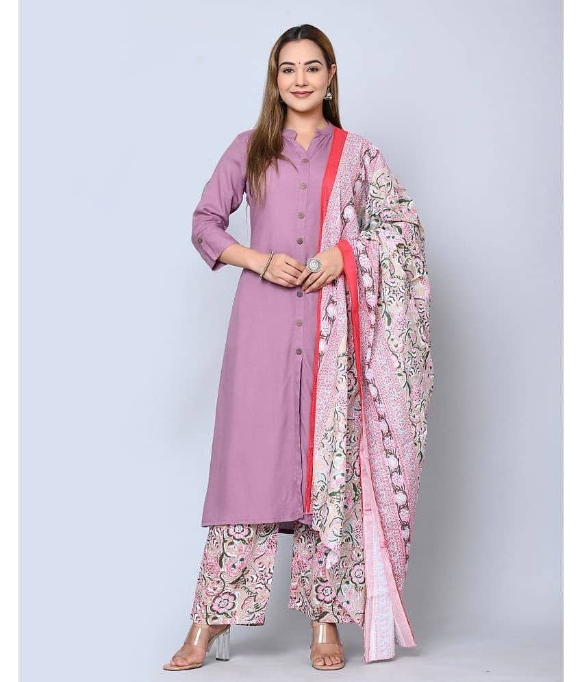 MAUKA - Purple Front Slit Rayon Women's Stitched Salwar Suit ( Pack of 1 )