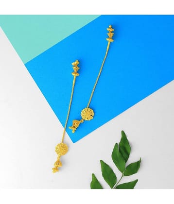 LUV FASHION Golden Jhumki Earrings ( Pack of 1 )