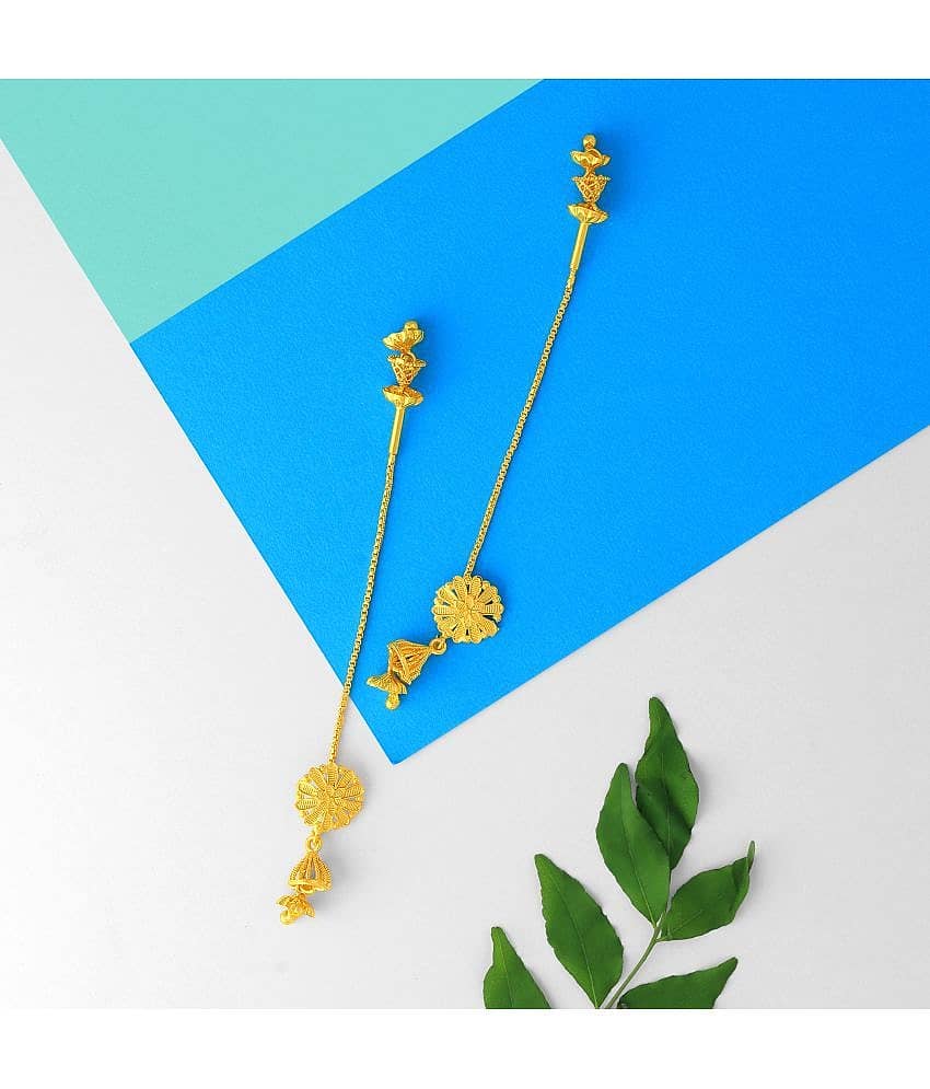 LUV FASHION Golden Jhumki Earrings ( Pack of 1 )