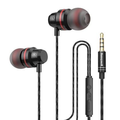 Honeywell Moxie V50 Wired Earphones with Built in Mic, 10mm*2 Drivers, Passive Noise Cancellation, Deep Bass & Clear Sound, Ultra HD Mic Quality, 3.5mm AUX, Voice Assistant Enabled, 1.2 Mtr Black / One Size