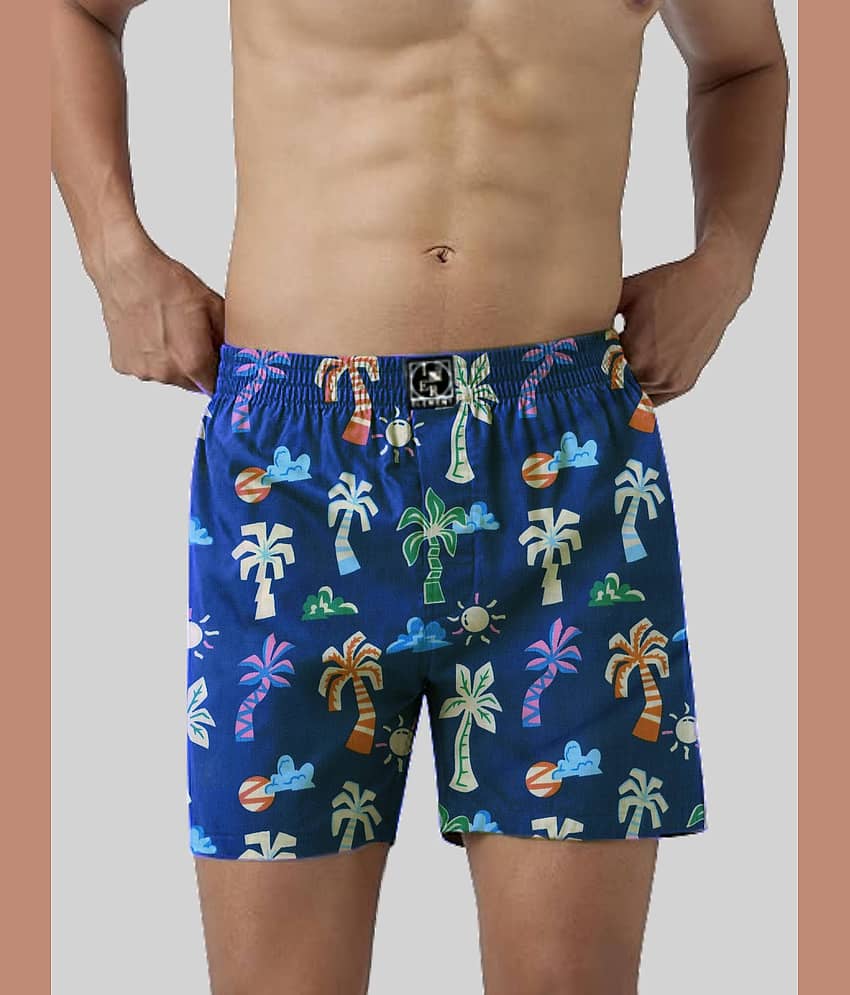 Inner Element Pack of 1 Cotton Boxers For Men's ( Navy Blue )