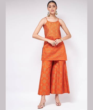 Pannkh Polyester Self Design Kurti With Pants Women's Stitched Salwar Suit - Multicoloured ( Pack of 1 )