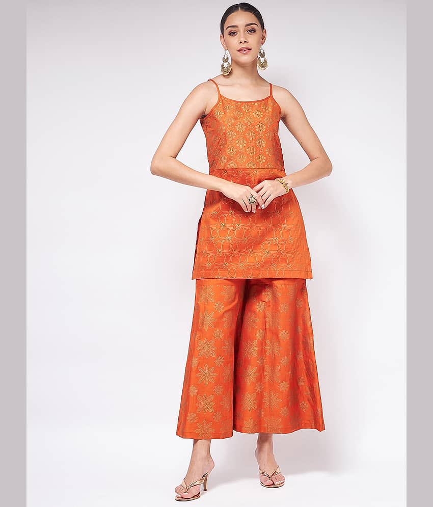 Pannkh Polyester Self Design Kurti With Pants Women's Stitched Salwar Suit - Multicoloured ( Pack of 1 )