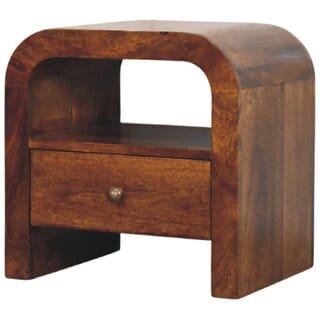 Darcy Chestnut Nightstand with Drawer and open shelf