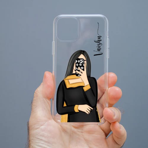Personalized Cute Girl Transparent Silicon Case Customised with Name for Oppo, Vivo, Redmi, Realme, Poco, Mi, OnePlus, Samsung, iPhone, and More - design 4