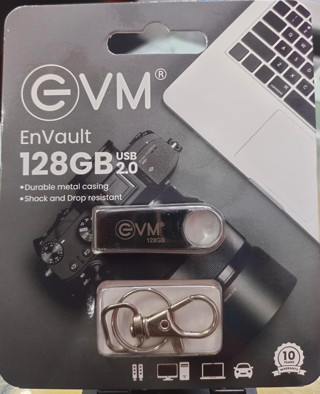EVM EnStore 128GB Metal USB 2.0 Flash Drive - High Read Speeds up to 15MB/s & Write Speeds up to 8MB/s - Durable Metal Casing - Ideal for Data Transfer & Storage - (EVMPD/128GB)