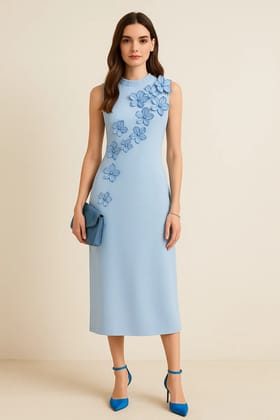 Breeze Blue Floral Cutout Formal Dress Breeze Blue Floral Cutout Formal Dress
