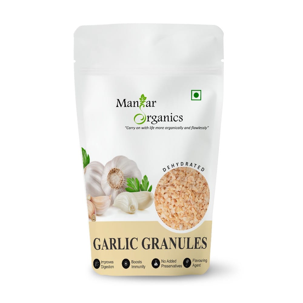 Mangar Organics Garlic Granules - Dehydrated Garlic | Strong Aroma & Bold Flavor | Ideal for Seasoning, Marinades & Dry Rubs - 100gm