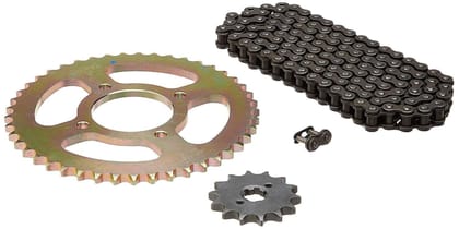 Uno Minda CH-2008 Quadra Rivet Chain & Alloy Steel Hardened Sprockets Chain & Sprocket Kit - R428 SIZE-116L / 14T / 45T(4H) for TVS Phoenix 125Cc (Alloy Wheel)