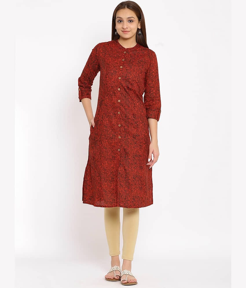 NeshamaKurti - Maroon Rayon Women's Front Slit Kurti ( Pack of 1 )