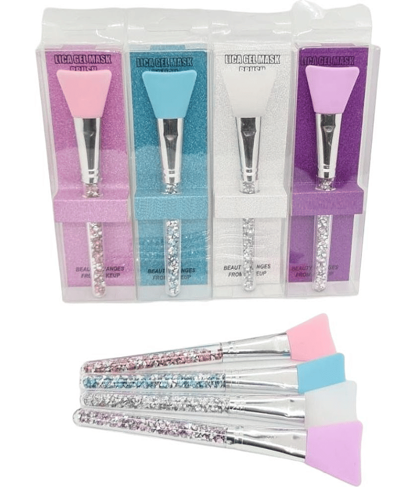 Soft Silicone Facial Applicator Hairless Silicone Brush Facial Mask Mud Mask Brush Random Colour Pack of 4