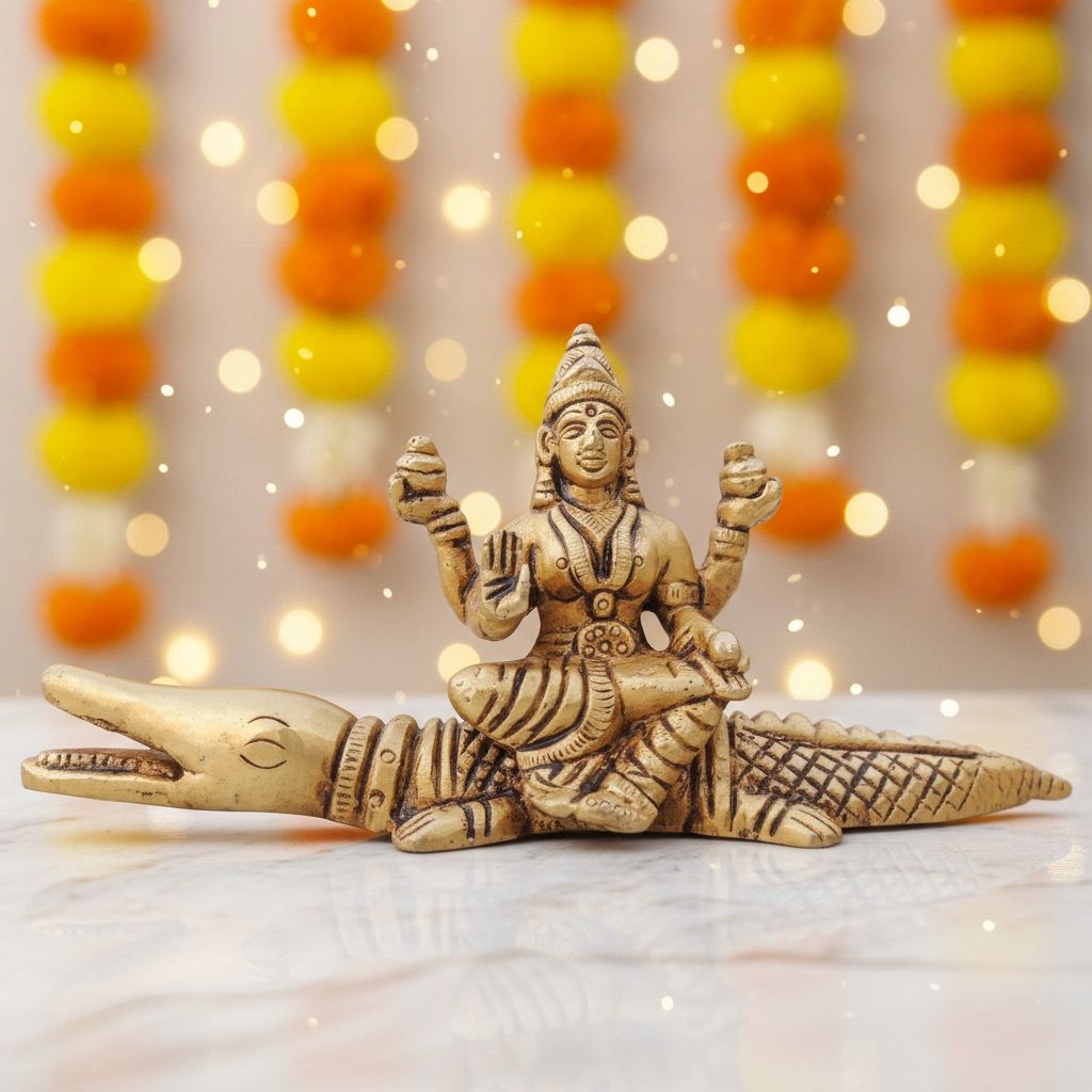 Brass Ganga Ji God Idol Statue, Height : 2.7 Inch (BSMAS814 B)