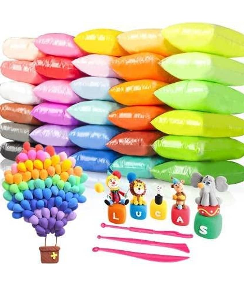 ECLET (Pack of 12) Air Dry Clay, Colorful Children Soft Clay, Creative Art Crafts, Gifts for Kids-Multi Color. Non-Toxic Modeling Magic Fluffy Foam Bouncing Clay Putty Kit for Kids with Tools .10