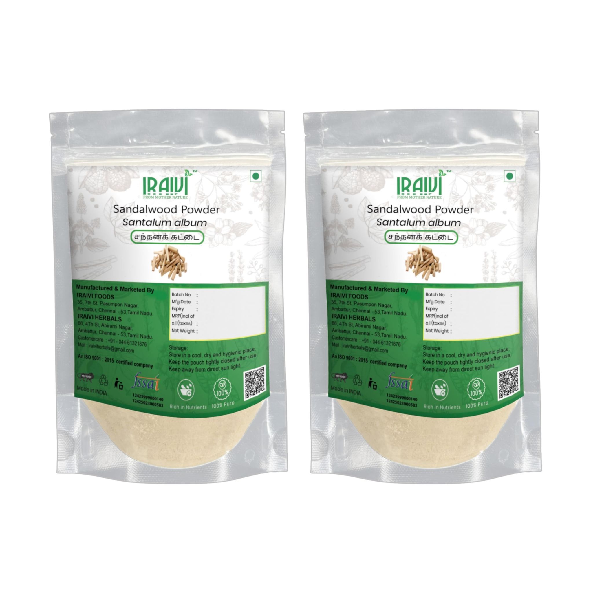 IRAIVI Premium Sandalwood Powder 200g | Chandanam | Sandhanam| Chandan | 100% Pure Natural Skin Enhancer & Aromatic | Promotes Soothed Skin, Clarity & Glow | Traditional Beauty Secret