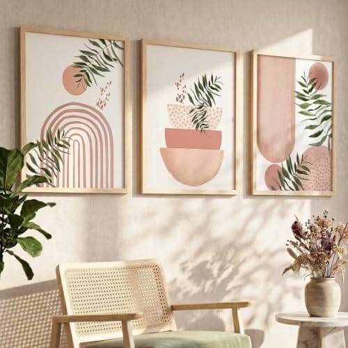 Decoration Paintings With Frame For Living Room Bed Room Hotel Wall Decor Digital Reprint Set of 3 (13X17 inch)