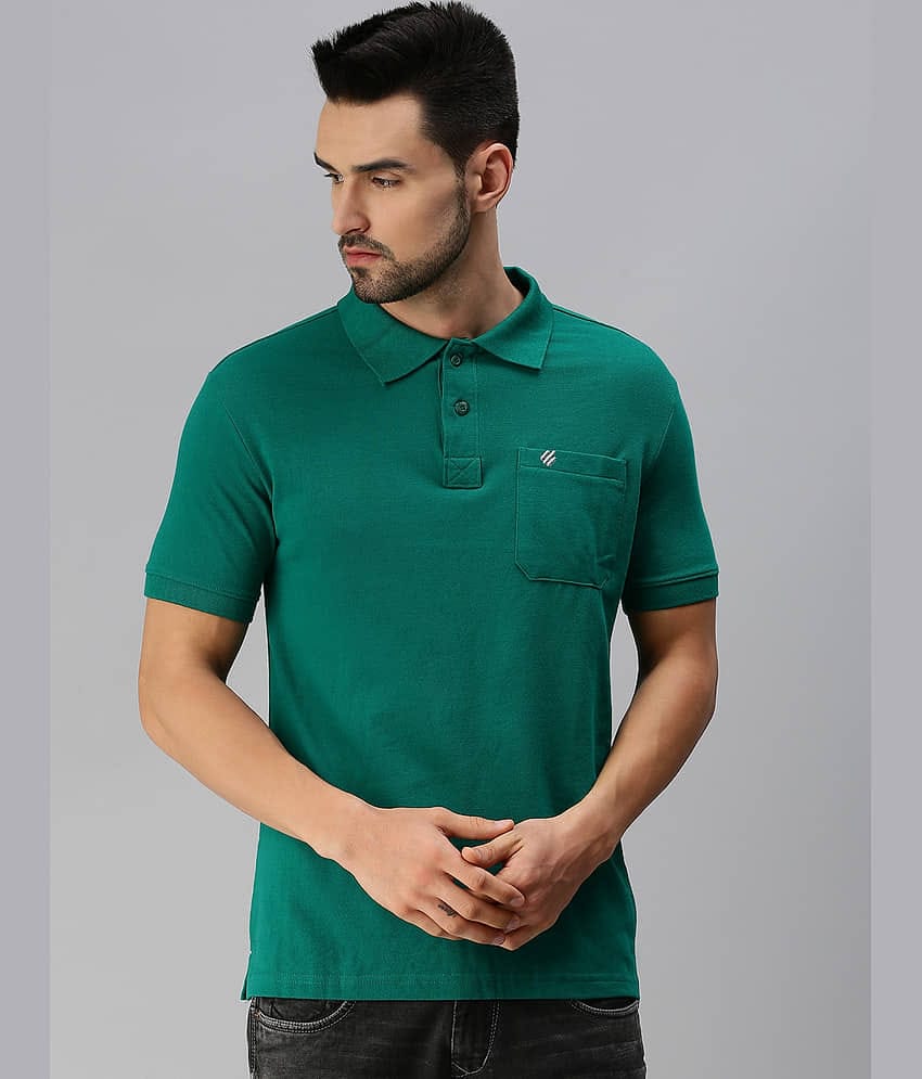 ONN Pack of 1 Cotton Blend Regular Fit Solid Half Sleeves Men's Polo T Shirt ( Green )