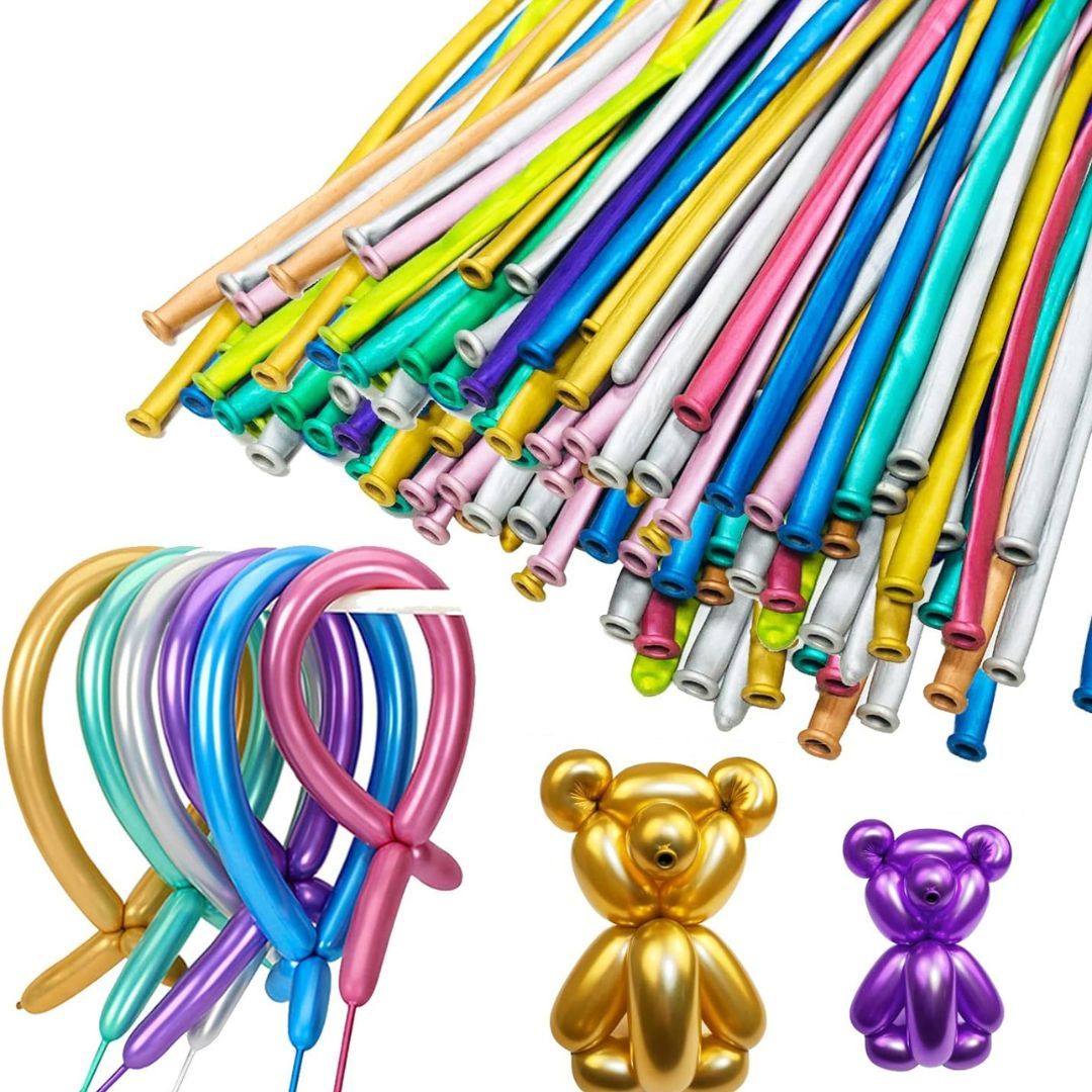 Multicolor Chrome BT Twisty Designer Latex/ Rubber Balloon - Bulk Pack - 50PCS