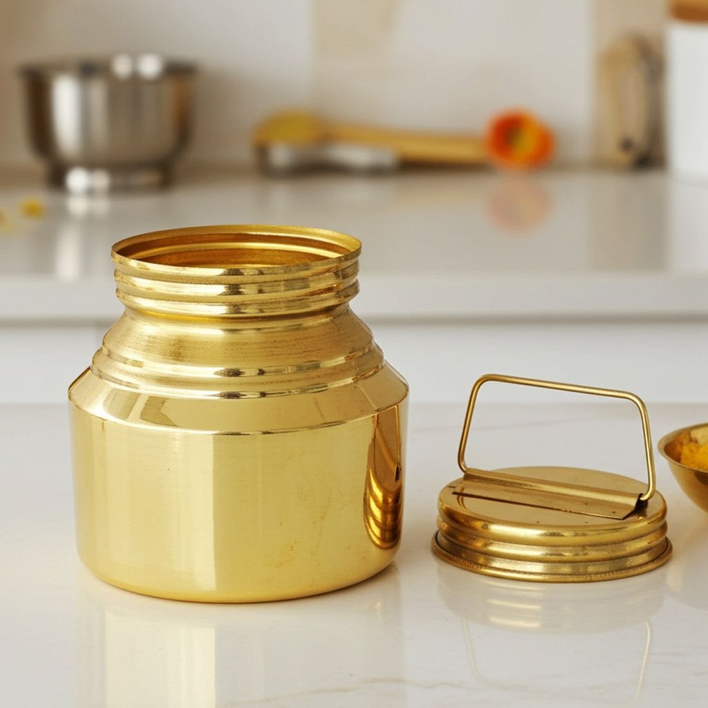 Brass Gangajali 480 ml � Medium Sacred Water Pot for Temple, Height : 5 Inch (ZMAS211 B)