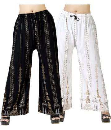 lasafiya Pack of 2 Rayon Straight Women's Palazzos ( Multicolor )