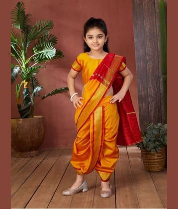 Aarika Silk Saree For Girls ( Yellow , Pack of 1 )