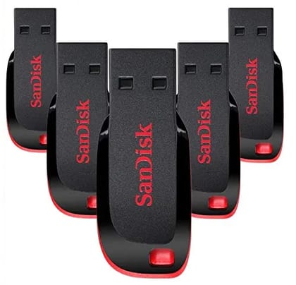 SANDISK Standard Cruzer Blade Cz50 Usb Flash Drive Pack Of 5 16Gb Usb 2.0 Pendrive