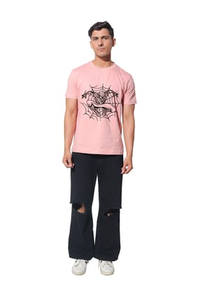 Kinnko Premium Cotton Mens Printed T-Shirt  Gray