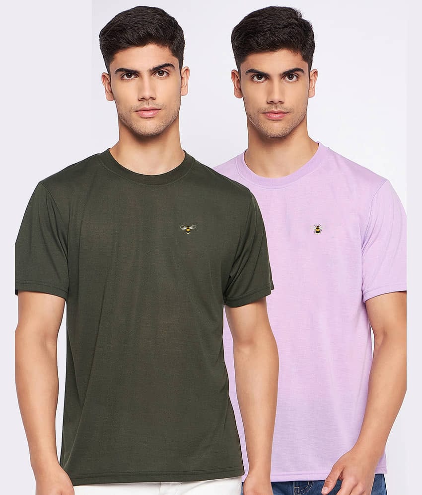 Auxamis Pack of 2 Cotton Blend Regular Fit Men's T-Shirt ( Teal )