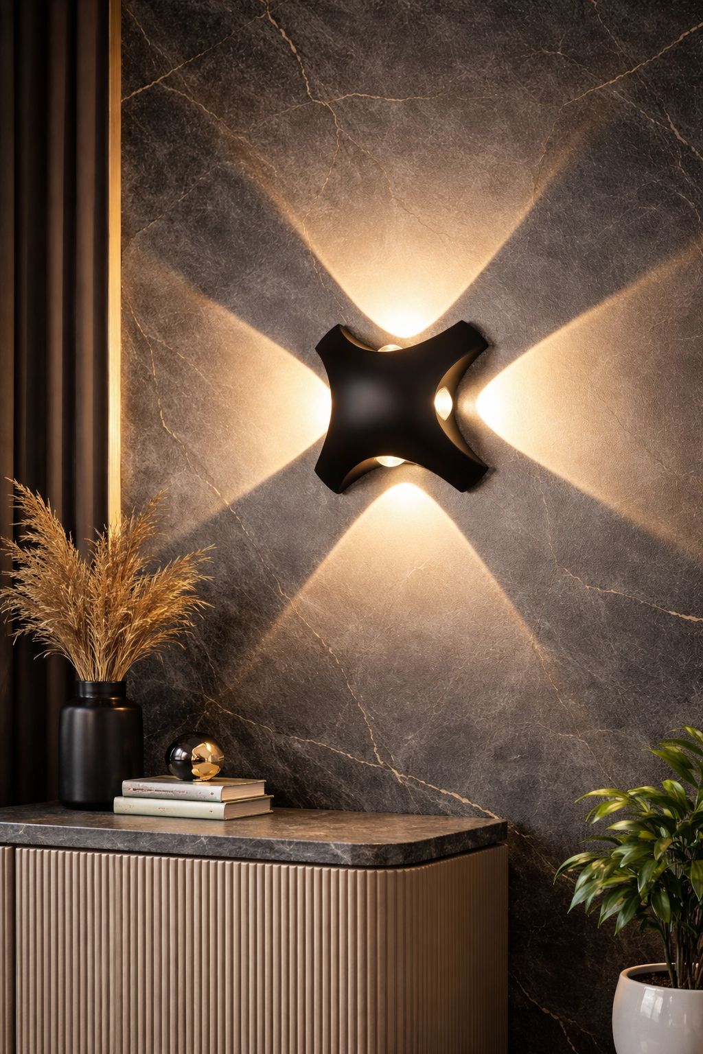 Modern 6-Way LED Wall Light | Decorative Indoor Outdoor Wall Lamp | Warm White Up Down Light | Waterproof Exterior Wall Light | SPARKWORLD