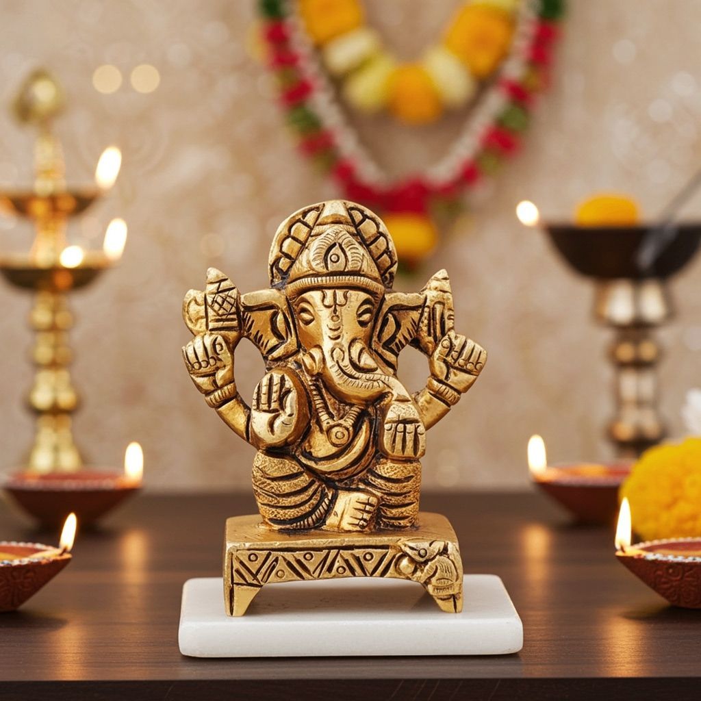 Brass Showpiece Ganesh Ji God Idol Statue (BSMAS1644 G)