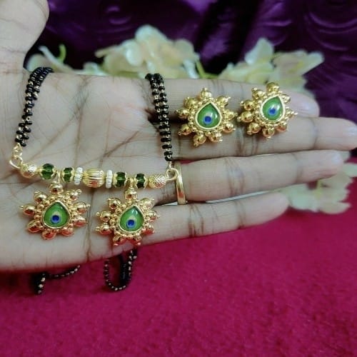 Mayur Golden Mangalsutra Set - Elegant Traditional Jewelry