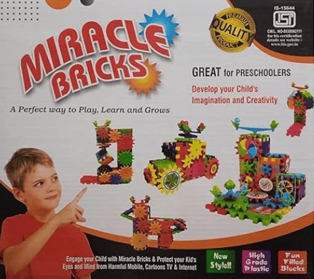 Braintastic 202 Pieces Miracle Bricks Motorized Spinning Gear Building Block Toy Sets Interlocking Learning And Educational Game For Kids (Miracle Bricks 202)|Multicolor