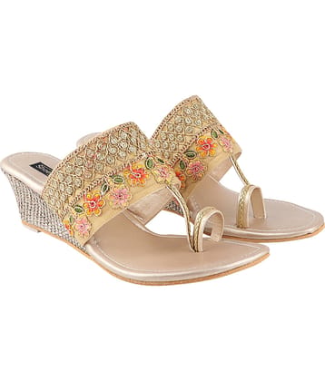 Shoetopia - Gold Women's Slip On Heels