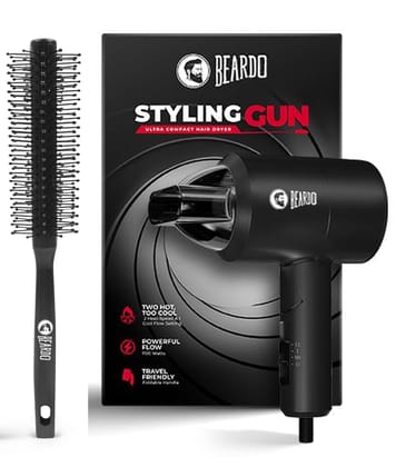 Beardo Styling Gun Hair Dryer with Roller Hair Comb Beardo Styling Gun Hair Dryer with Roller Hair Comb - Black