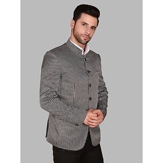 PrintCultr Men Printed Single Breasted Casual Blazer (Black)