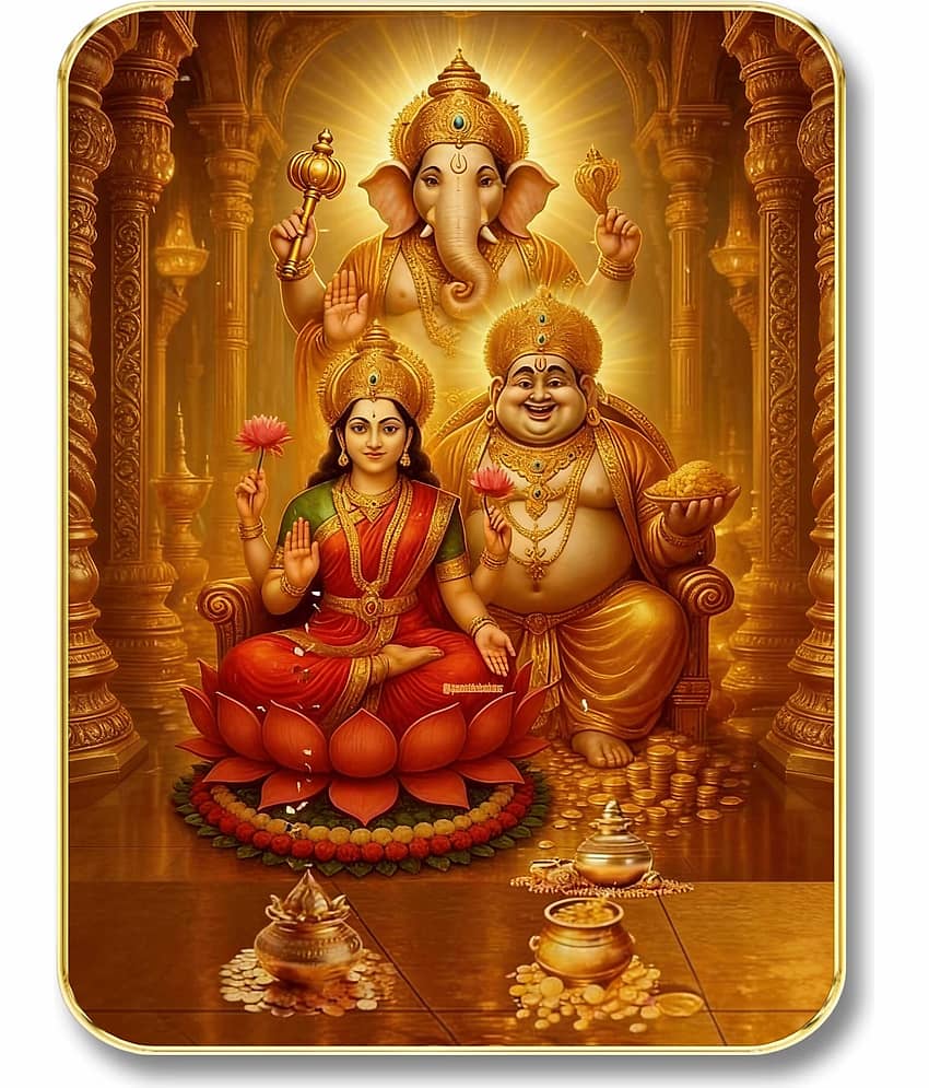 Livin'luxe Ganesha Lakshmi Kubera MDF Wall Art with Table Top Stand