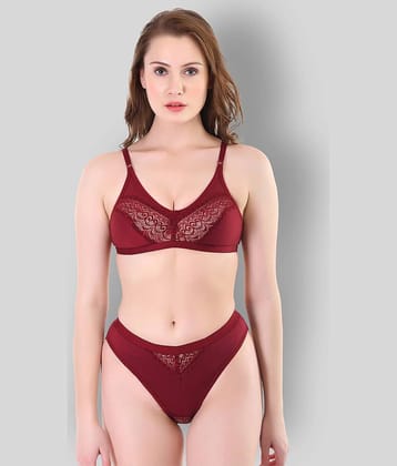 TCG Cotton Lycra Women's Bra & Panty Set ( Maroon )