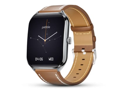 Pebble Royale Edge 1.93 Curved AMOLED Display Smartwatch with Always-On Display, Bluetooth Calling, Heart Rate & SpO2 Monitoring, Smart Watch - Brown