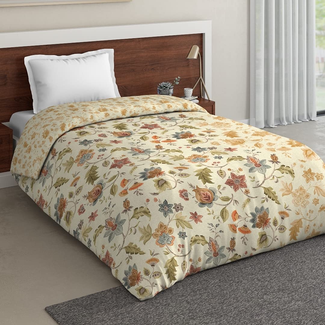 DDECOR - Zeta Collection 100% Cotton Ethnic Pattern 136TC Single Quilt|152 CM X 229 CM| - Beige