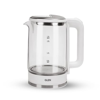 Electric Glass Tea Kettle 1.8 Litre with 360° Rotational Base, Auto Shut-off, 1500W - White/Black (SA-9001)