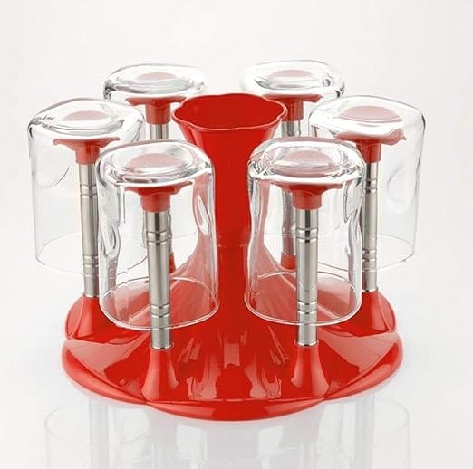 Dark Wolf Red Steel Glass Stand Durable Cup Holder for Kitchen and Dining