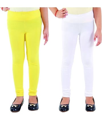 Kids Cave Pack of 2 Girls Cotton Blend Leggings ( Yellow )