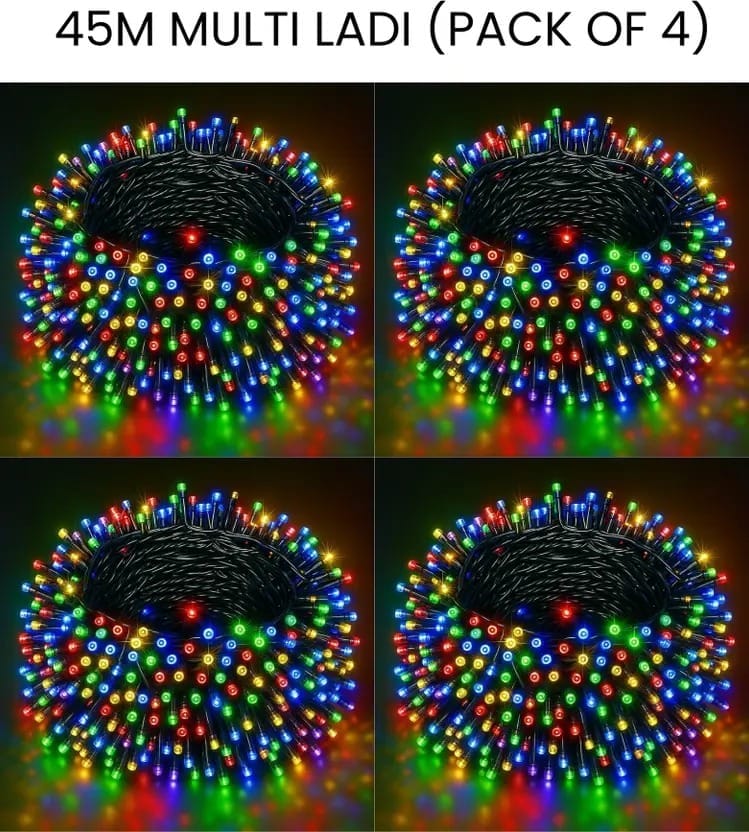 SPARKWORLD 112 LEDs 45 m Multicolor Steady Bulb Rice Lights (Pack of 4)