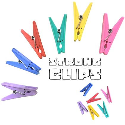 Plastic Cloth Pegs, 48 Pieces, Multicolour, for Hangers, Rods, Ropes and Towel Organising