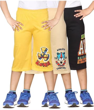 Dongli Pack of 3 Cotton Three-Fourth For Boys ( Multi Color )
