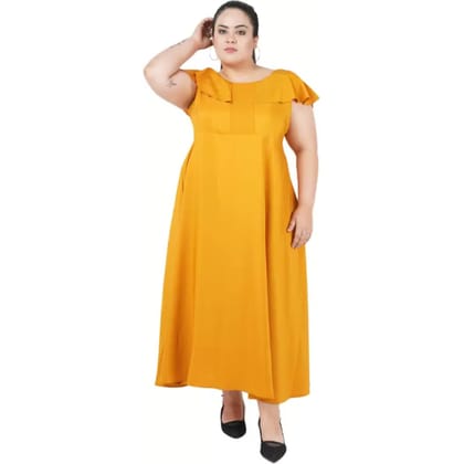 Women's Polyester Fit and Flare Yellow Dress Size 5XL (Yellow)